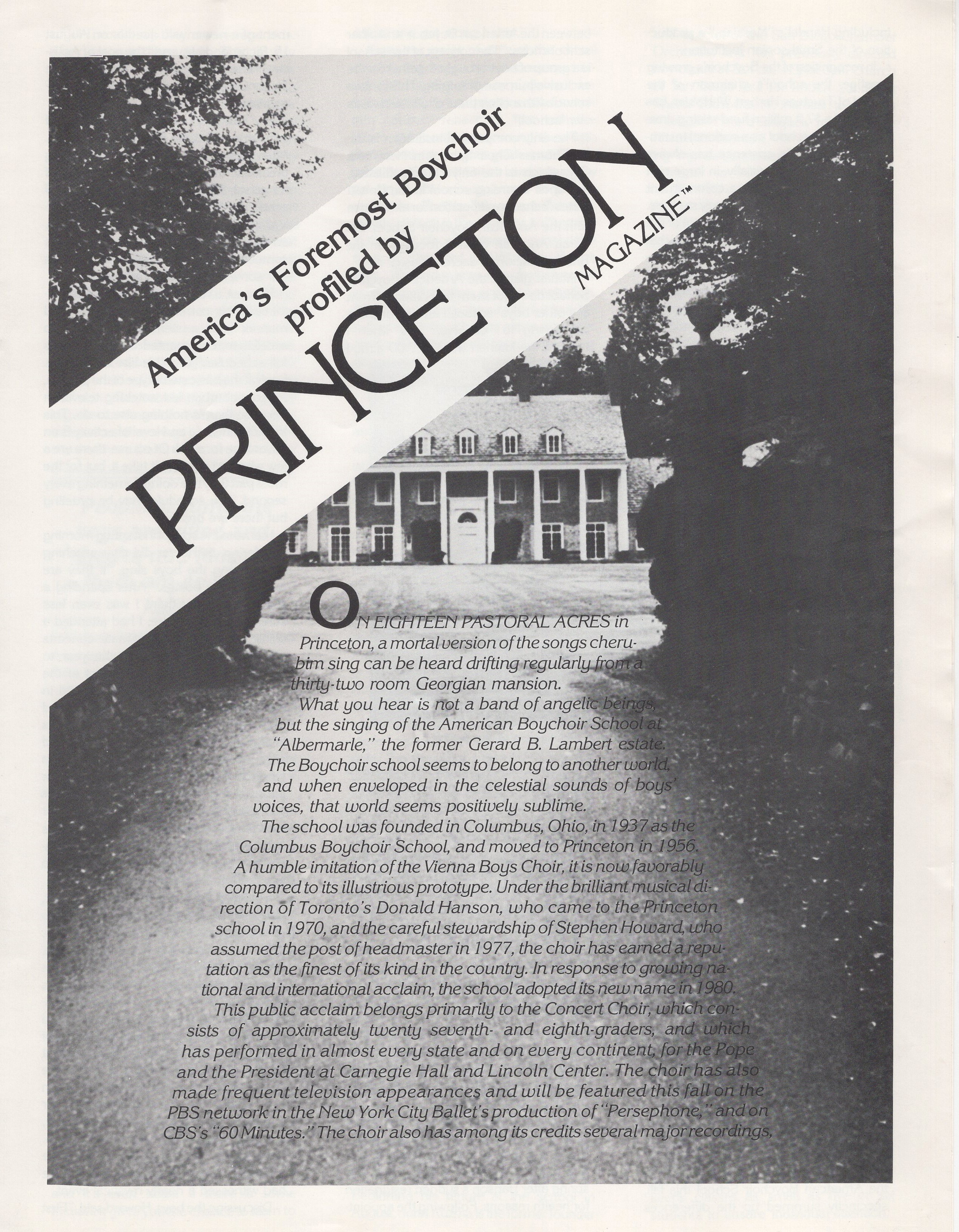 Advertisement of the American Boychoir Princeton Magazine 1982